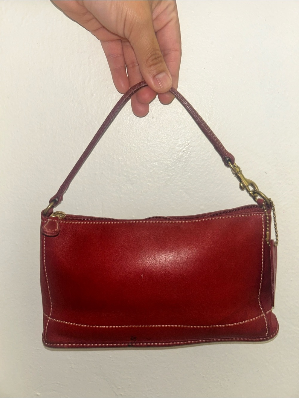 Coach Red Leather Shoulder Bag with Handle